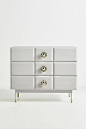 Slide View: 2: Huxley Faux-Shagreen Three-Drawer Dresser