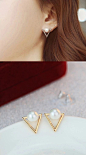 S925 Triangle Pearl Earrings