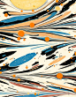 Modern 20th c. marbled paper, Antique straight pattern by Don Guyot: 