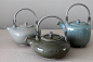 Marjoke de Heer - teapots all shades of Celadon.