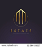 Real Estate Logo Design. Building Gold Logo with Skyscrapers