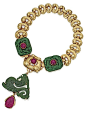 GOLD,? JADE? AND? RUBY? NECKLACE/BROOCH? COMBINATION,? DAVID? WEBB. Photo via Sotheby's.@北坤人素材