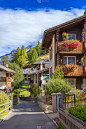 瑞士泽马特阿尔卑斯村的房屋