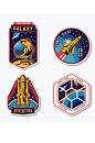 卡通宇宙飞船彩色太空宇航员火箭科技背景