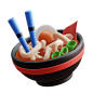 Ramen Noodle 3D Illustration