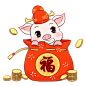 猪年大吉 卡通猪 手绘猪 恭喜发财 PNG素材 2019