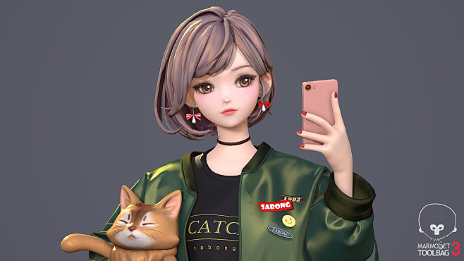 Girl with Cat, cho g...