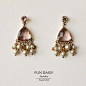 FUN DAISY 最新款 粉色水晶宝石+白色珍珠 耳环-淘宝网