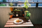 阳台上摆上这样心水的小桌,小盆栽,小美食~~~~