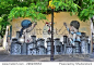 PARIS, FRANCE -15 JUNE 2015- Graffiti paintings by famous street artists line the street walls and back alleys of the Butte-aux-Cailles neighborhood in the 13th arrondissement of the French capital.-艺术-海洛创意（HelloRF） - 站酷旗下品牌 - Shutterstock中国独家合作伙伴