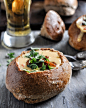 Beer Cheese Soup in a bread bowl recipe