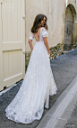 lihi hod 2019 bridal half sleeves deep v neck light embellishment romantic bohemian modified a  line wedding dress backless v back chapel train (6) bv