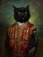 Portrait of Cats Dressed in Royal Attire