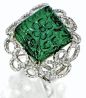 Carved emerald and diamond ring, Sifen Chang