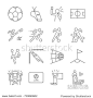 Soccer line icon set. Included the icons as football  ball  player  game  referee  cheer and more.