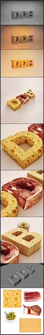 DDBº奶油饼干和肉的3D字体设计-Sergio Duarte [9P]-平面设计
