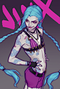 Jinx-鹦鹉-俯视三郎_Jinx,lol,英雄联盟,金克斯_涂鸦王国插画