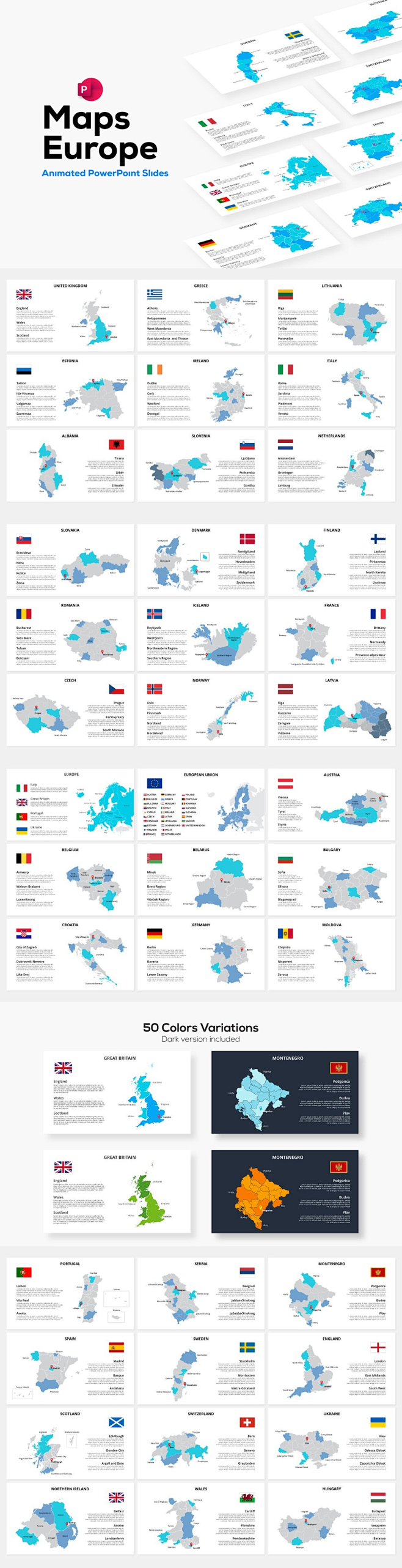 欧洲 地图 动画 设计素材
