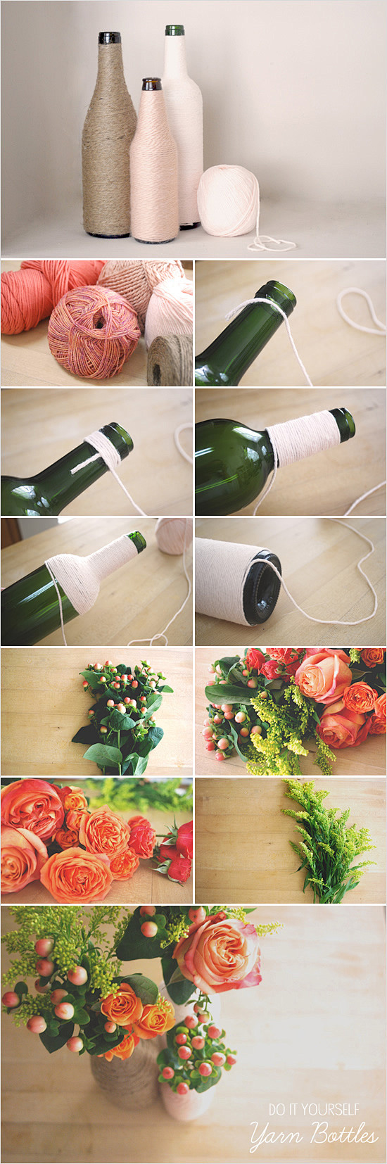 DIY-毛线加上普通的玻璃瓶，DIY出质...