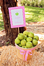 Apple of my eye themed birthday party via Kara's Party Ideas karaspartyideas.com #girl #party #idea #apple #pink #birthday-2