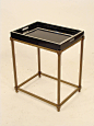 Pair of Black Lacquer and Brass Occasional Tables image 3