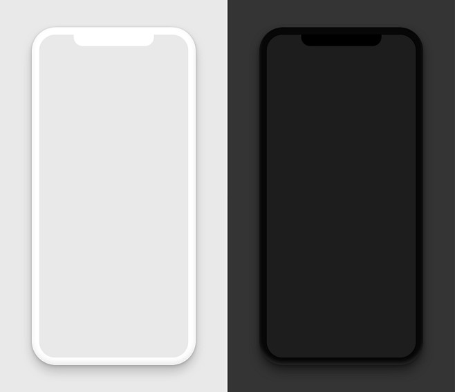 iPhone X 深空灰和银色扁平模型 ...