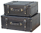 Antique Style Suitcase With Stripes Set of 2, Black traditional-decorative-trunks