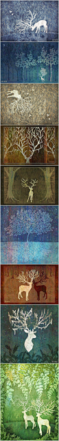 日本画家nana的迷幻森林与鹿