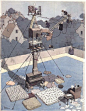 来自英国艺术家 William Heath Robinson (1872-1944) 异想天开的漫画作品一组。