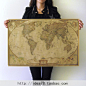 世界地图 英文 怀旧复古 牛皮纸 大海报 装饰画芯 71*46.5cm-淘宝网