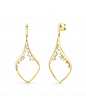 0.56 TCW Diamond Pave Elongated Diamond Shape Openwork Earrings 14k Yellow Gold