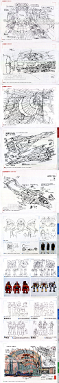 712 游戏绘画素材 宇宙战舰2199 设定集 科幻飞船飞行器线稿插画-淘宝网