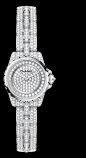 J12 XS高级珠宝腕表，白18K金，表壳、表盘、表圈和表链镶嵌明亮式切割圆钻。 - 放大
