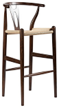 Baxton Studio Mid-Century Modern Wishbone Stool - Dark Brown Wood Y Stool midcentury-bar-stools-and-counter-stools