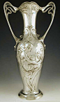 Art Nouveau Polished Pewter Maiden Vase, by WMF. ca.1906, Germany.