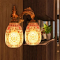 中式双头铁艺景德镇陶瓷壁灯卧室客厅床头过道复古陶瓷壁灯灯具