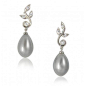 Teardrop Pearl Earrings | Grey Pearl and Diamond Drop Earrings - Bridal Earrings: