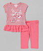 Fuchsia Butterfly Ruffle Tunic & Leggings - Toddler & Girls