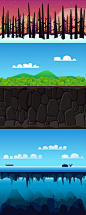 Game Backgrounds #1 by Hamdi Rizal, via Behance Side Scrolling Game Backgrounds.  Included 10 backgrounds for your next project. Hills, desert, ocean, forest, snow, catacomb, cave, underwater, city, and ruins.  http://goo.gl/p1qdrR: 