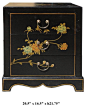 Chinese Black Leather Birds & Peony Flowers Motif Night Stand / End table contemporary nightstands and bedside tables