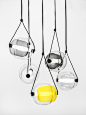 Contemporary chandelier / oak / blown glass / LED - CAPSULA : PC943 by Lucie Koldová Studio - BROKIS