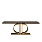 Touched D Curved Gloss Canaletto Walnut & Brass Dining Table