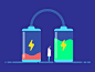 Energy Transfer flat art battery transfer science energy design red green blue vector illustration