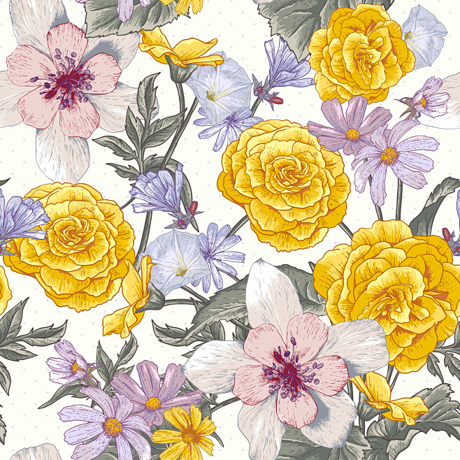 古典复古英式玫瑰花卉植物背景包装墙纸高清...