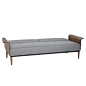 Monroe Mid-Century Convertible Futon in Gray Tufted Fabric and Walnut Wood Full Gray - Armen Living