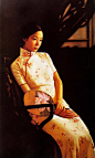 【旗袍·油画】凝固在画面上的那些中国古典美人们_
