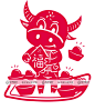 2021年牛年中国新年春节喜庆剪纸插画装饰窗花AI矢量素材模板 998-淘宝网