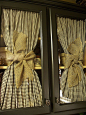 love the checked fabric & burlap ribbon....: