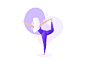 The standing bow vector purple stretch woman girl people design colour pose illustration yoga