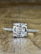 THIS IS THE ONE - cushion cut solitaire with pave band: 